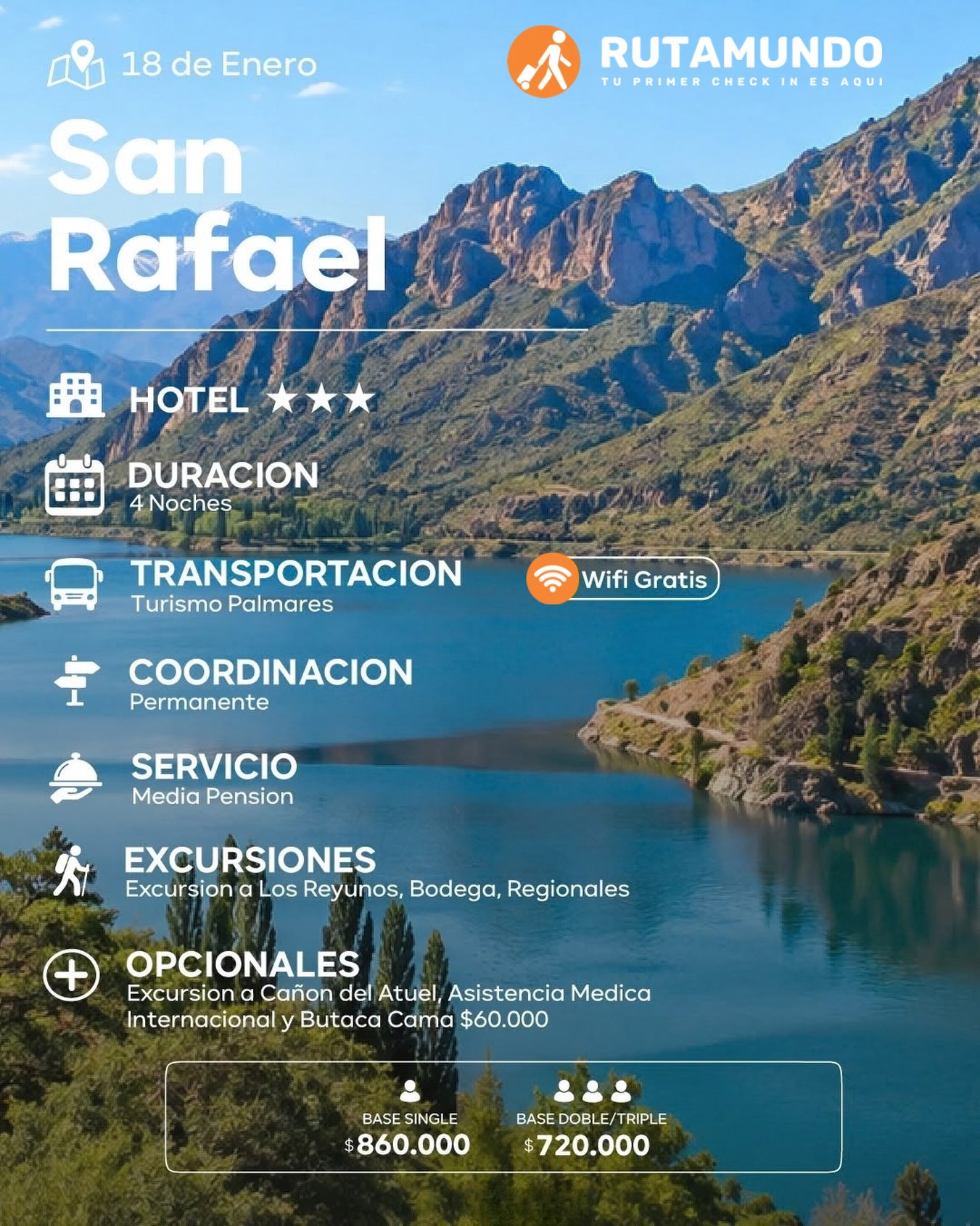 🏔️ Hay destinos que no solo se visitan… se viven, se disfrutan y quedan para siempre. ✨

¿Te imaginás descubriendo San Rafael con todo listo para disfrutar? 💙
Vos poné las ganas de viajar, RUTAMUNDO se ocupa del resto. 🌎✈️

📲 ¿Te sumás a esta aventura? ¡Escribinos! 3456 622-308

#somosrutamundo #agenciadeviajes #sanrafael #viajegrupalacompañado #todosolucionado 👌🏼